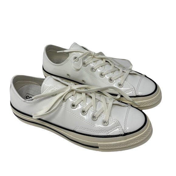 Converse Womens Patent Synthetic Leather White Low Top Sneaker AUTHENTIC 162439C - Picture 10 of 12